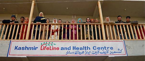 Kashmir LifeLine and Health Centre staff on the balcony of our premises